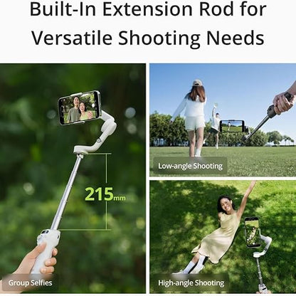 DJI Osmo Mobile 6 - Estabilizador de cardán para teléfono celular de 3 ejes, varilla de extensión integrada, portátil y plegable, cardán Android y iPhone con ShotGuides, estabilizador de Vlogging