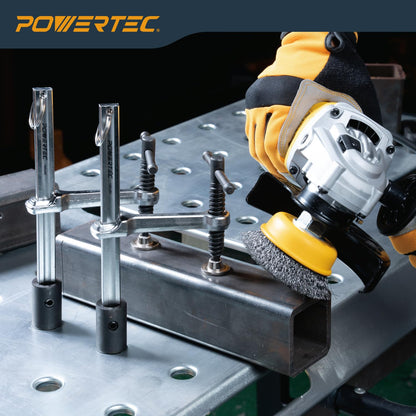 POWERTEC - Abrazadera de soldadura con mango en T - Apertura máxima de 6-1/2 pulgadas, profundidad de garganta de 3-1/4 pulgadas, se adapta a agujeros de mesa de soldadura de 16 mm, abrazadera de