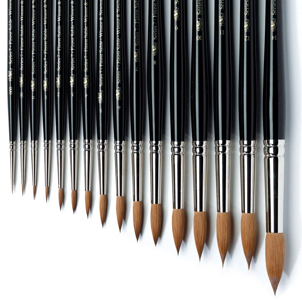 winsor & newton Series 7 Kolinsky pincel de acuarela – redondo # 000, Negro, #5, 1