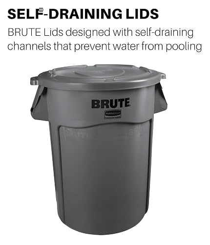 Rubbermaid Commercial Products Brute - Contenedores y tapas de basura y reciclaje resistentes, Tapa, Blanco, 44 Gallon