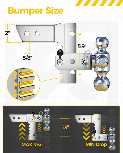 KYX Enganche de Remolque Ajustable de Aluminio 2 Pulgadas 12000 Libras
