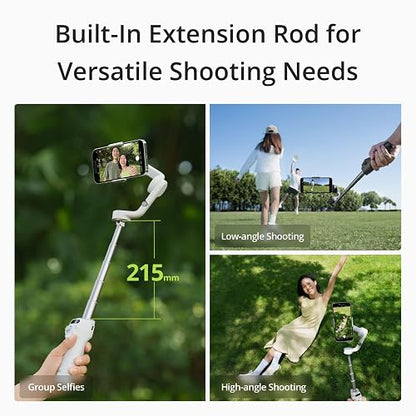 DJI Osmo Mobile 6, Estabilizador para Smartphones, Gris Platino | Brazo Extensible,Estabilizador 3 ejes, portátil y plegable, para Android y iPhone con ShotGuides, vlogging, YouTube, TikTok
