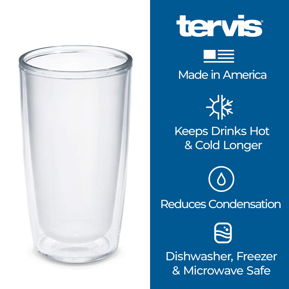 Tervis vaso aislado de cristal liso, 16 onzas – 4 unidades, transparente – Tritan