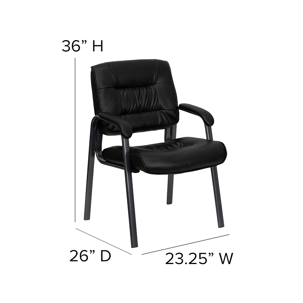 Flash Furniture Haeger LeatherSoft - Silla de recepción ejecutiva con reposabrazos Acolchados, Silla Lateral tapizada para Sala de Estar u Oficina, Color Negro