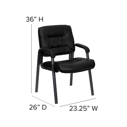 Flash Furniture Haeger LeatherSoft - Silla de recepción ejecutiva con reposabrazos Acolchados, Silla Lateral tapizada para Sala de Estar u Oficina, Color Negro
