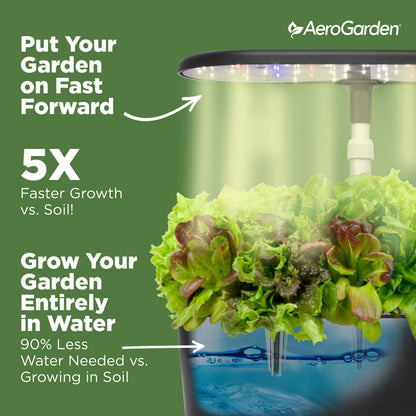 AeroGarden Bounty Basic - Jardín interior con luz LED de crecimiento, color negro