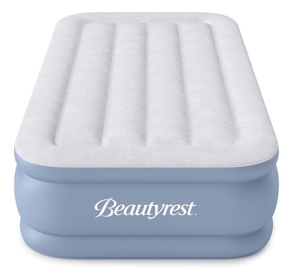 Colchón Inflable Hi-Loft: Cama de Aire de Perfil Elevado con Bomba Externa, Individual, Gris/Blanco