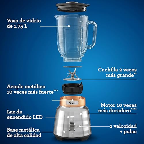 Oster Licuadora con palanca y vaso de vidrio BLSTPBTG