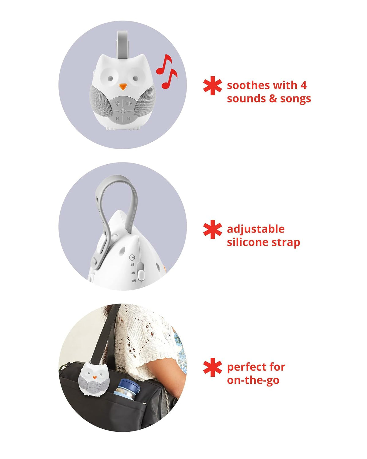 Skip Hop Baby Sound Machine: Relajante De Bebe Portátil Stroll & Go, Búho
