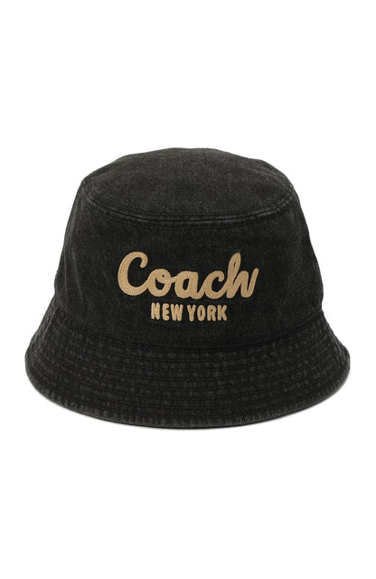 Coach Coach Script Denim Bucket Hat Sombrero de Copa Baja Mujer
