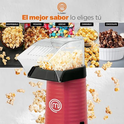 Hukën x MasterChef | Maquina de Palomitas | Palomera de Aire | Capacidad de 80g | Tecnología de Circulación de Aire Caliente y Rápida | Protección contra Sobrecalentamiento