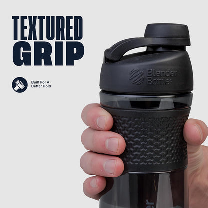 BlenderBottle - Blender Bottle - Botella agitadora SportMixer con tapa giratoria Tritan Grip, 20 onzas, negra