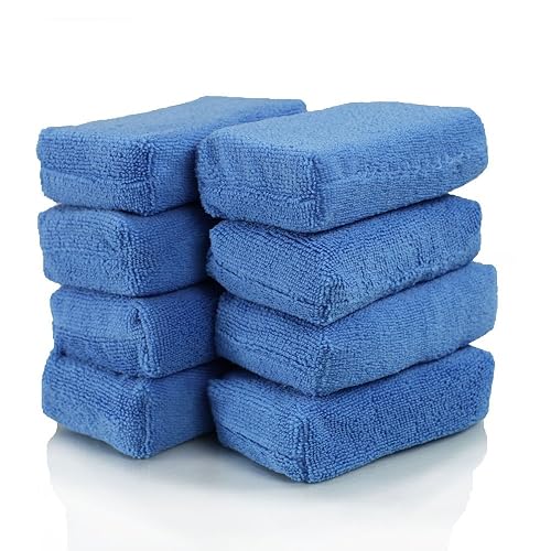 Chemical Guys Aplicadores de Microfibra, Azul, Paquete de 8
