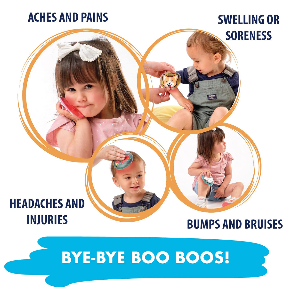 Cool Coolers Boo Boo - Paquete de hielo de gel flexible, 4 x 4 pulgadas, compresa fría reutilizable para lesiones menores, paquete de 3, frutas