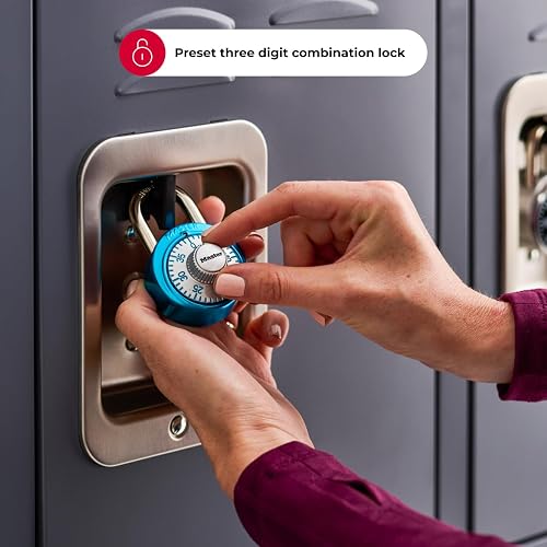 Master Lock 1561DLTBLU Locker Lock Combination Padlock, 1 Pack, Light Blue