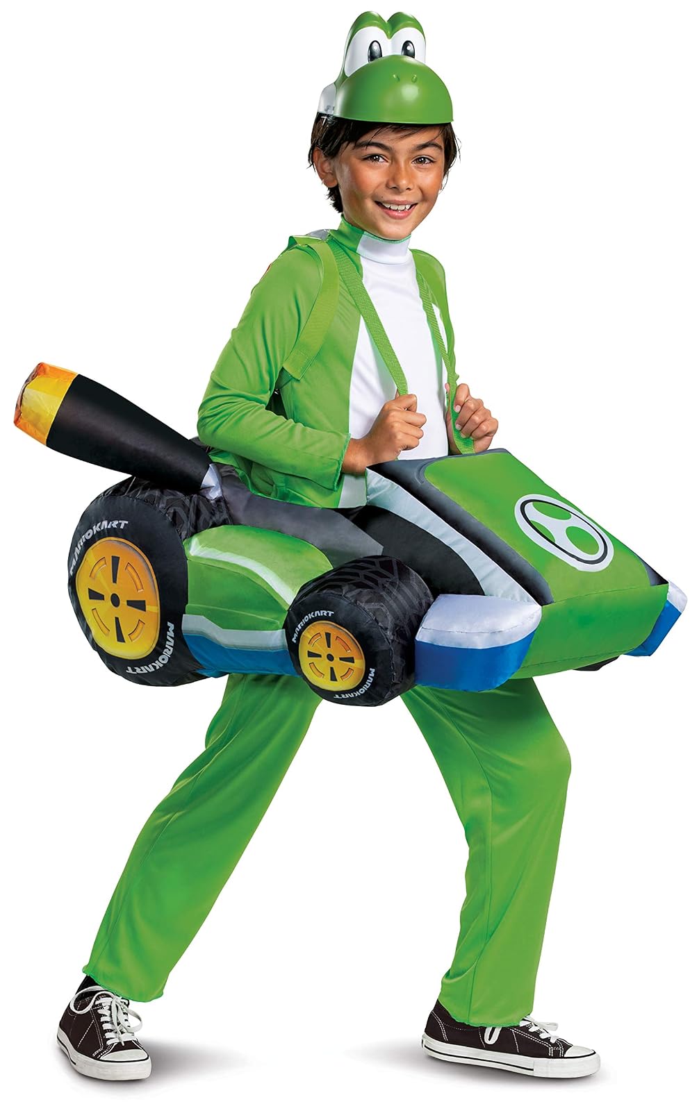 Yoshi - Disfraz de Kart Inflable de Mario Kart, Accesorio para niños, tamaño único, Funciona con Ventilador, Yoshi Kart, Multicolor