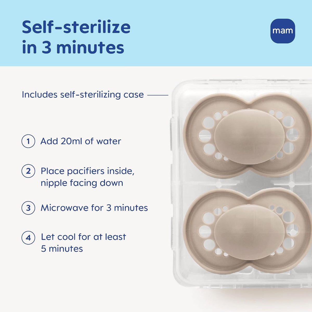 MAM - Chupones nocturnos originales para 6-16 meses, silicona sin BPA, brilla en la oscuridad, lo mejor para bebés recién nacidos, desarrollado con expertos médicos, 2 unidades, con estuche