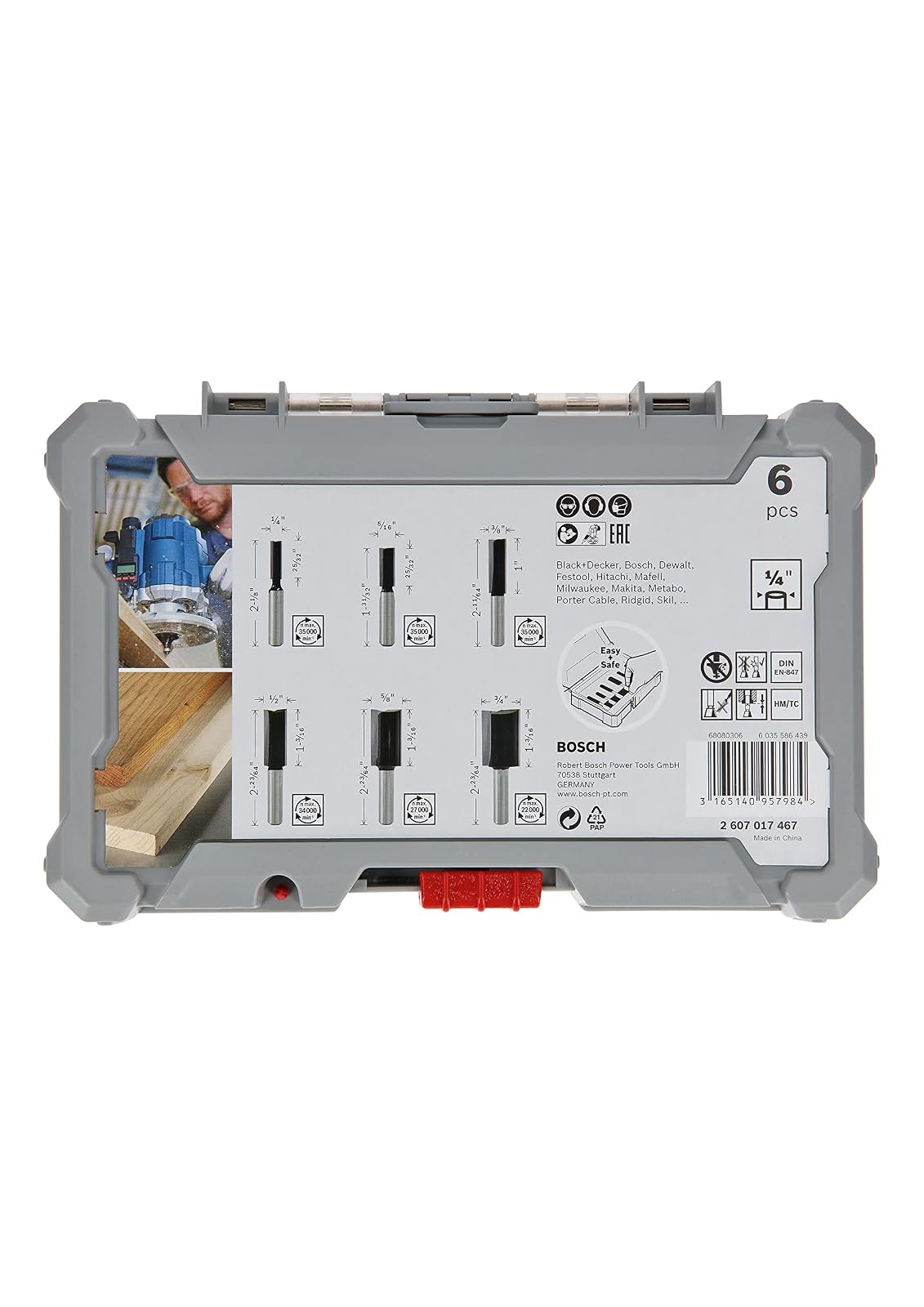 Bosch Juego de fresas rectas Standard vástago de 1/4'' 6 pzs