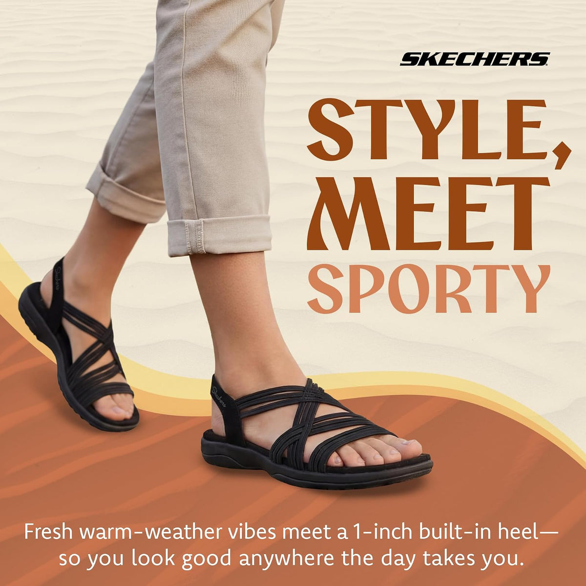 Skechers Women's Reggae Slim Simply Stretch Sandal
