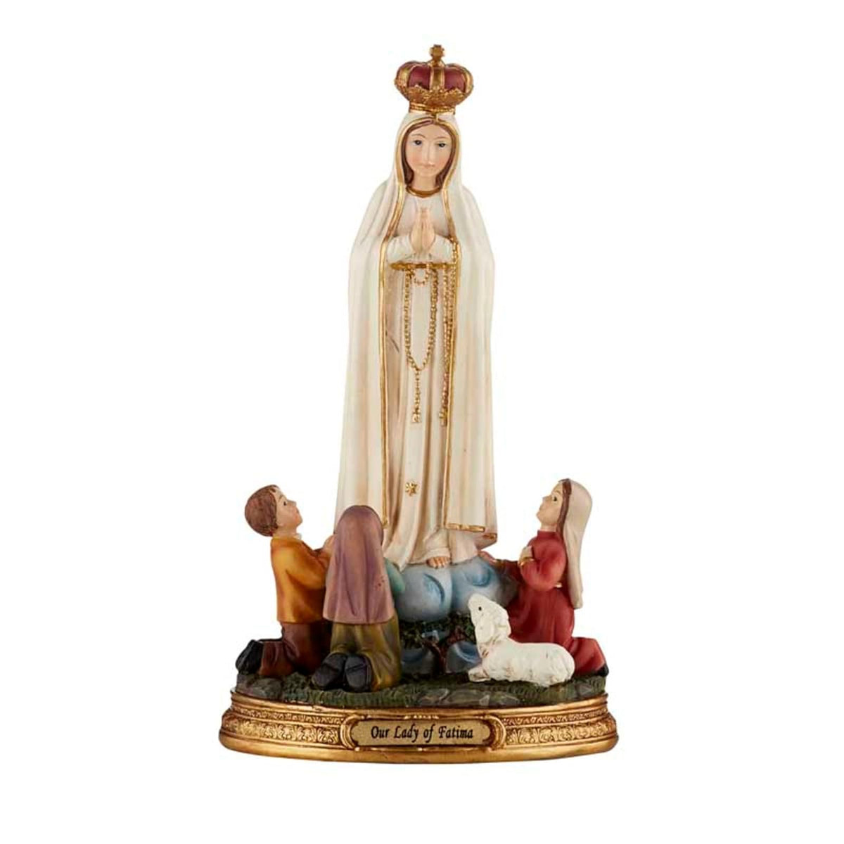 Avalon Gallery 100th Anniversary Edition - Figura coronada de Nuestra Señora de Fátima, 8 Pulgadas, con niños