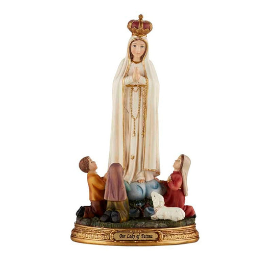 Avalon Gallery 100th Anniversary Edition - Figura coronada de Nuestra Señora de Fátima, 8 Pulgadas, con niños