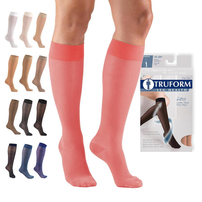 Truform Medias de Compresión 15-20 mmHg, Largo Hasta la Rodilla - Medium - Pink