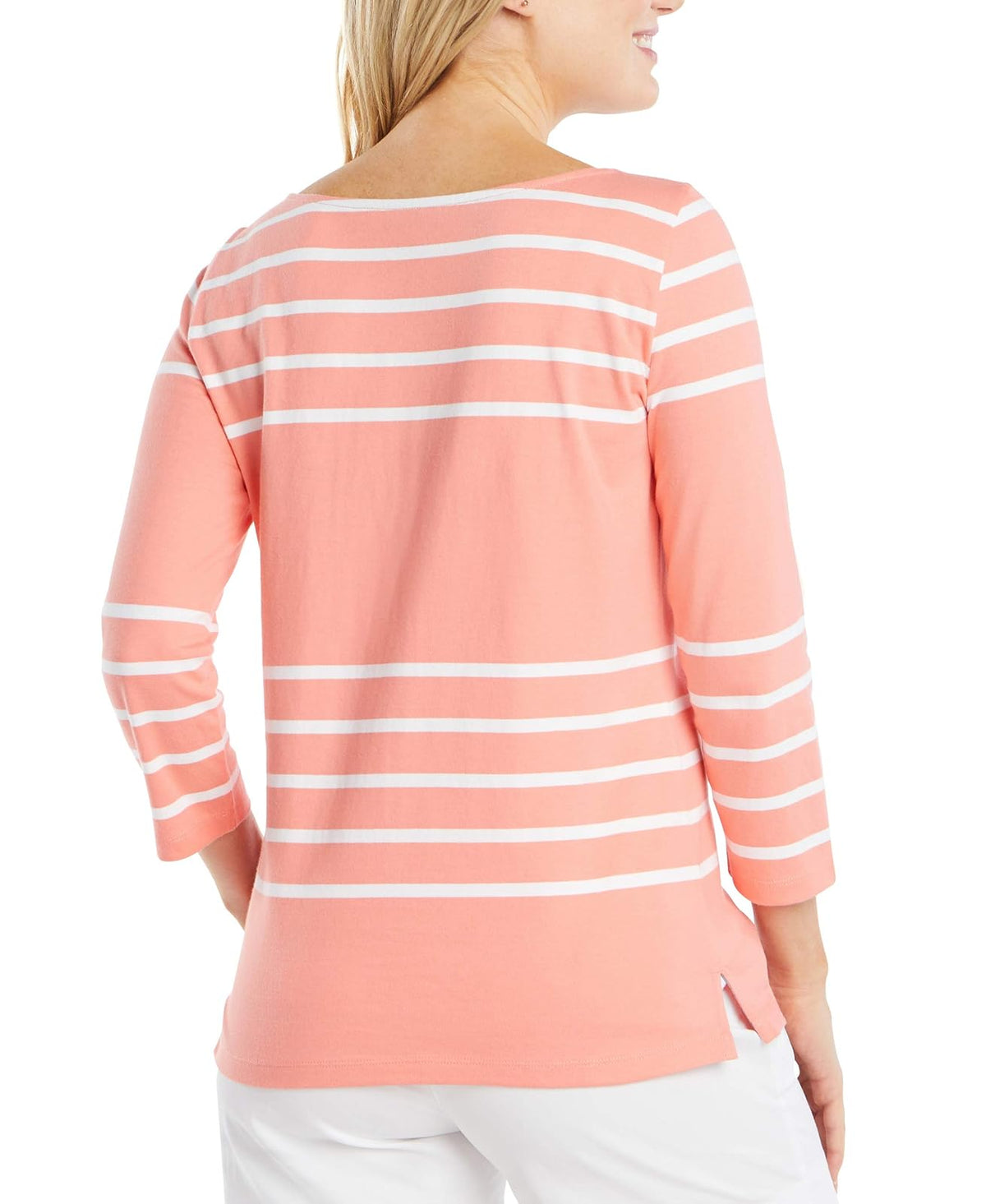 Nautica Camiseta de Manga 3/4 con Cuello de Barco Camisa para Mujer