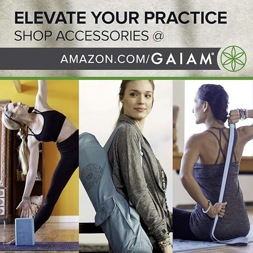 Gaiam - Tapete de yoga de 5 mm de grosor. Impresión premium gruesa, antideslizante, tapete de ejercicio y fitness, para todo tipo de yoga, pilates y entrenamientos de piso (173 cm x 61 cm x 5 mm)