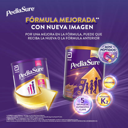 PediaSure Chocolate- Alimentación Especializada Polvo 400 g | Formula especializada para niños de 1 a 10 años con 5 grupos de nutrientes clave que apoya el crecimiento de los huesos.