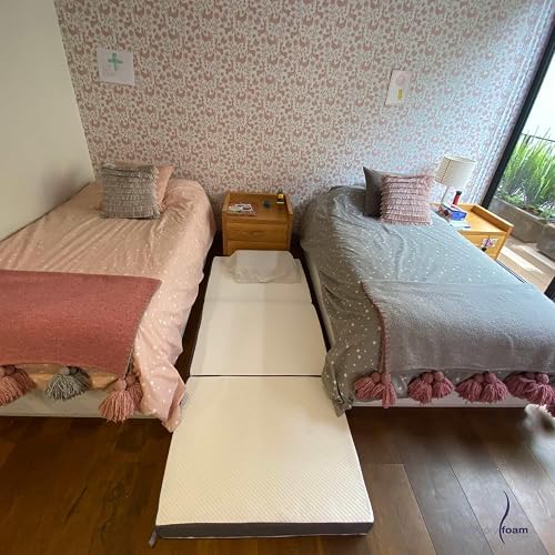 Memory Foam | Colchón/Colchoneta Plegable Individual para Visitas o Acampar con Maleta – Colchón para Invitados Plegable – Blanco con Gris – para Una Persona - Medidas 192 x 80 x 9 cm