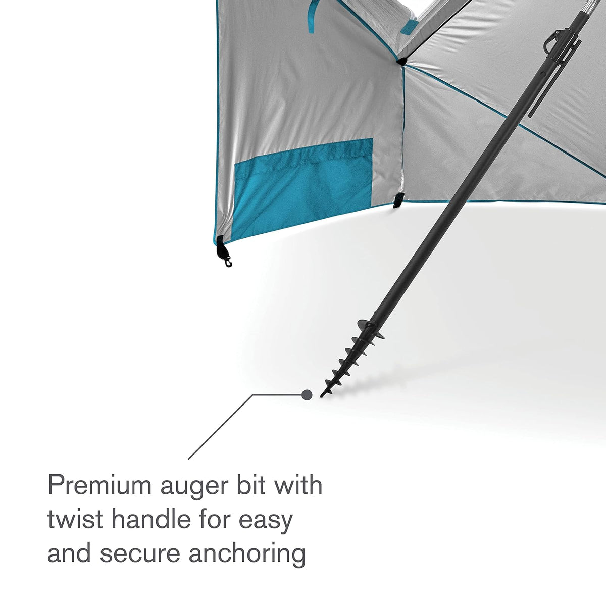 Sport-Brella Premiere UPF 50+ - Refugio para paraguas con paneles laterales patentados y mecanismo de inclinación, poste central de 1.25 pulgadas, anclaje para arena y zacate