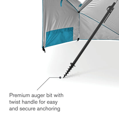 Sport-Brella Premiere UPF 50+ - Refugio para paraguas con paneles laterales patentados y mecanismo de inclinación, poste central de 1.25 pulgadas, anclaje para arena y zacate