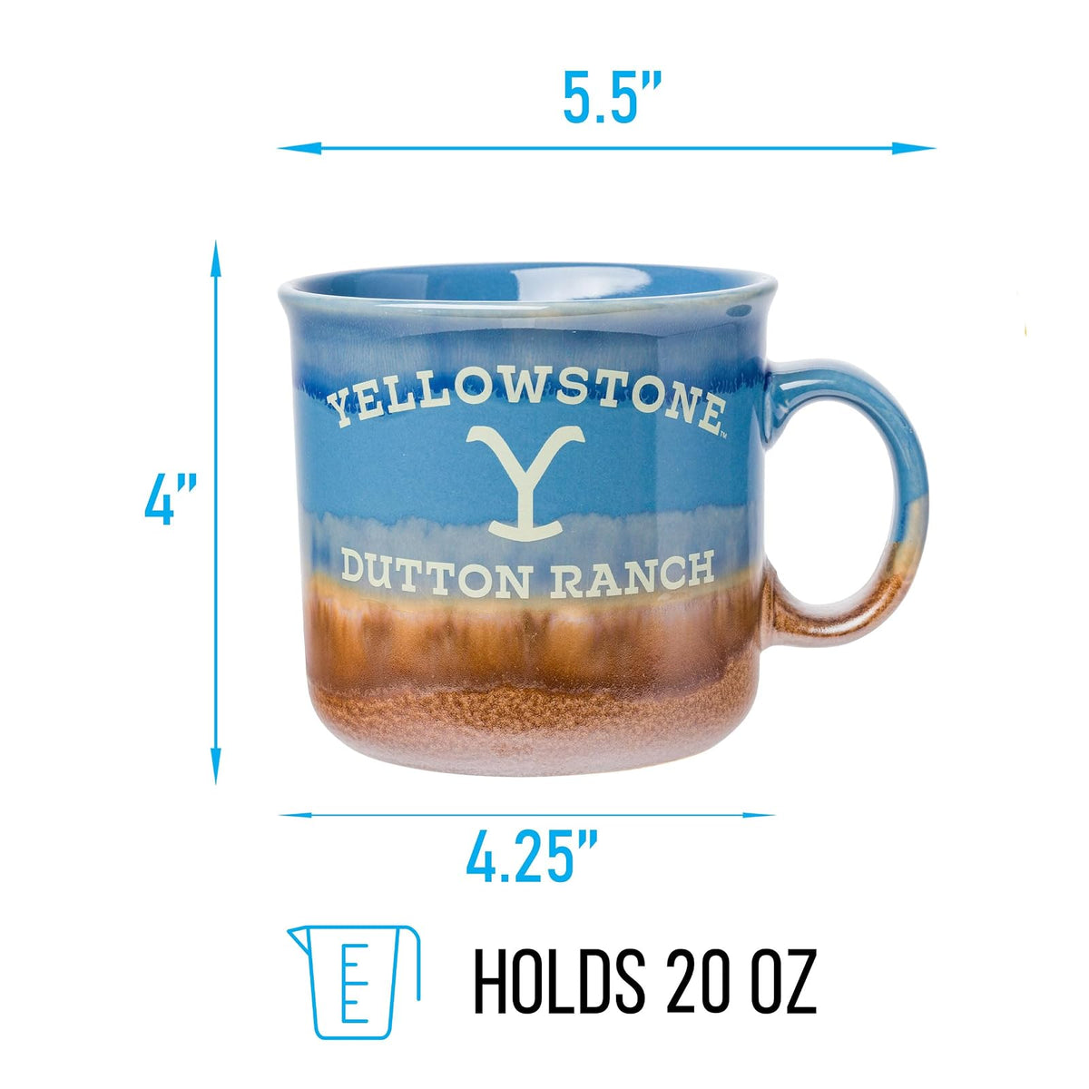 Silver Buffalo Yellowstone Dutton Ranch - Taza de cerámica para campista reactiva, 20 onzas