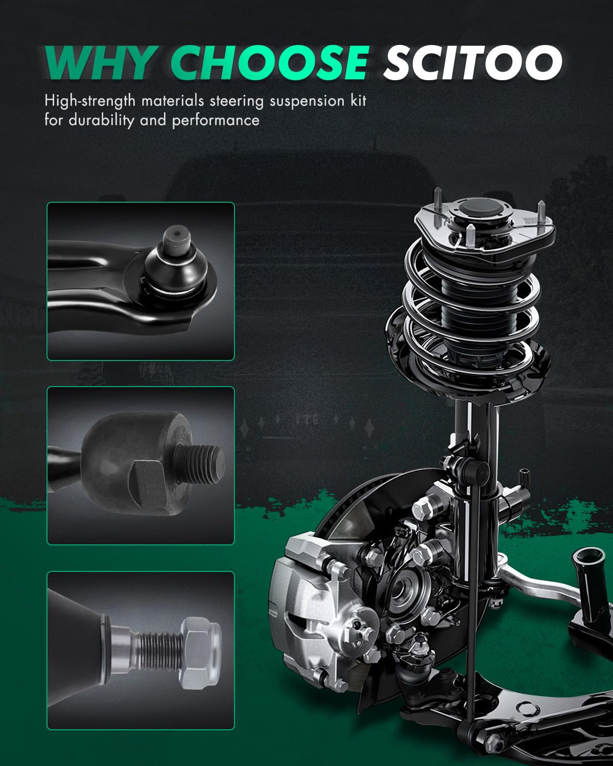 SCITOO 841949 Juego de 8 Piezas de Suspensión Delantera para Ford Fusion 2013-2017 Lincoln MKZ 2013-2018