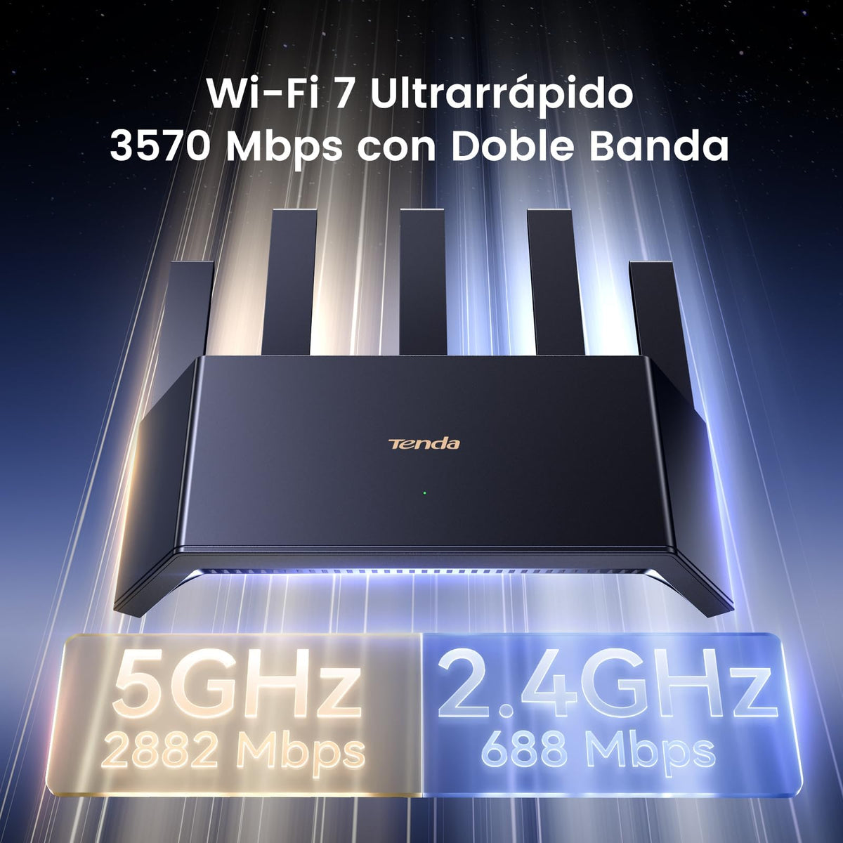 Tenda Router RE3L Pro WiFi 7 BE3600 de Doble Banda – hasta 3.6 Gbps, MLO, 5 Antenas de Alta Ganancia, 3 Puertos Gigabit, VPN, Control Parental, Configuración Fácil por App y NFC