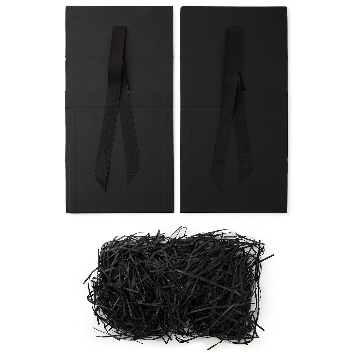 Hallmark - Cajas de regalo medianas con lazo y relleno de papel triturado, paquete de 2 (caja negra de 8 pulgadas) para bodas, graduaciones, cumpleaños, día del padre, regalos para padrinos de boda,