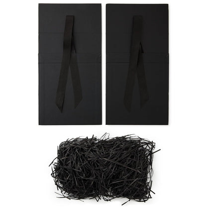 Hallmark - Cajas de regalo medianas con lazo y relleno de papel triturado, paquete de 2 (caja negra de 8 pulgadas) para bodas, graduaciones, cumpleaños, día del padre, regalos para padrinos de boda,