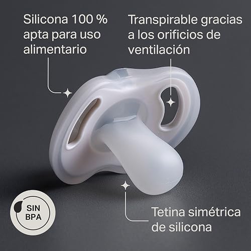 Tommee Tippee Chupón Ultra-Light, 6-18 Meses, Silicona, Paquete de 4 | Diseño Simétrico de Una Pieza, Chupón Libre de BPA, Azul/Verde/Amarillo