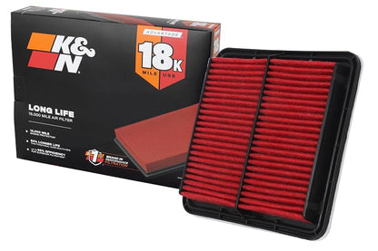 K&N KNA-2304 Filtro de Aire del Motor Larga Vida 18000 Millas Compatible con Subaru H4/H6 1.5/2.0/2.5/3.6L Forester/Legacy/Outback/Impreza/WRX 2003-2019, Negro/Rojo