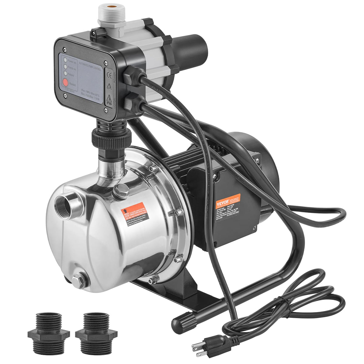 VEVOR Bomba de pozo poco profundo portátil de 1 CV, bomba de chorro de jardín de 1380 GPH con driver automático, bombas de refuerzo de aspersor de acero inoxidable de 150 pies, para sistema de riego