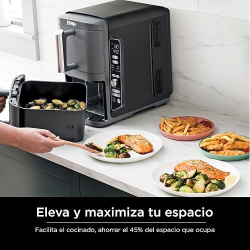 Ninja DoubleStack XL Freidora 9.45L 4 Alimentos a la Vez SL401LAA | 2 Cestas Apiladas, 4 Alimentos Simultáneos | 6 Modos | Diseño Compacto Ahorra Espacio