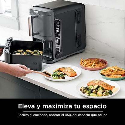 Ninja DoubleStack XL Freidora 9.45L 4 Alimentos a la Vez SL401LAA | 2 Cestas Apiladas, 4 Alimentos Simultáneos | 6 Modos | Diseño Compacto Ahorra Espacio