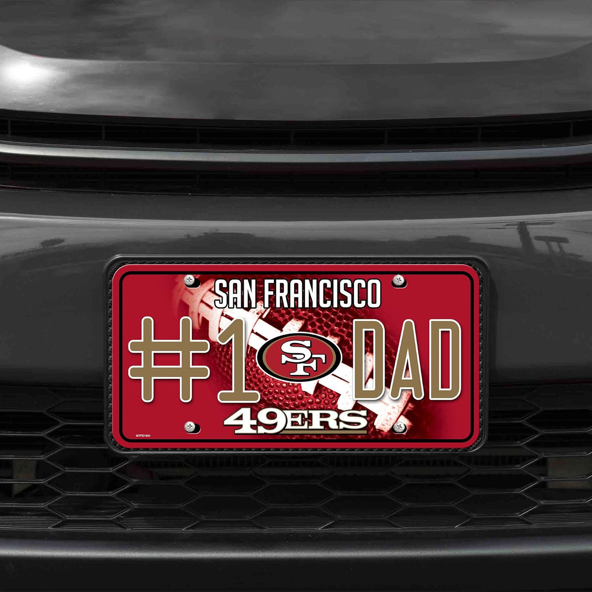 Rico Industries NFL San Francisco 49ers #1 DAD Metal Tag (#1 Fan) #1 Fan Metal Auto Tag 8.5 x 11 pulgadas, ideal para camiones/automóviles/SUV