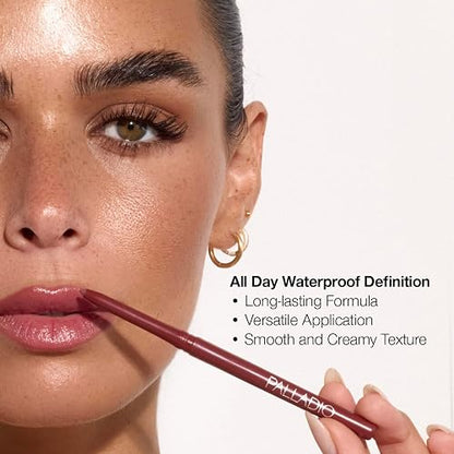 Palladio Delineador de Labios Retráctil Resistente al Agua de Alto Pigmento y Color Cremoso, Fórmula a Prueba de Manchas y de Larga Duración Todo el Día sin Necesidad de Sacapuntas, Coffee