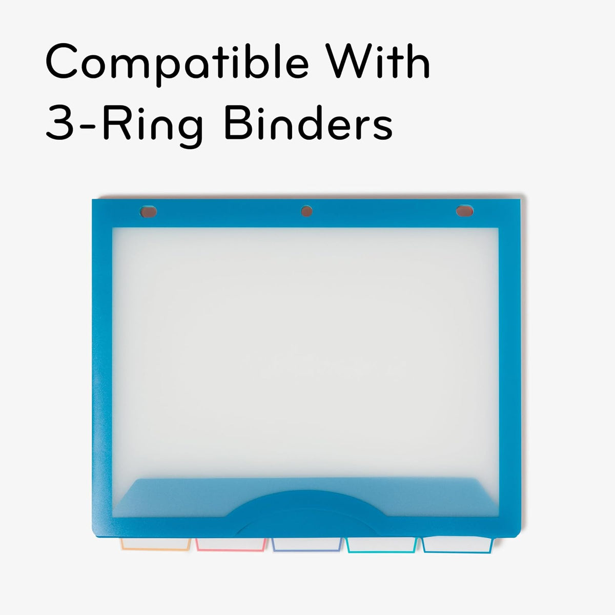 U Brands - Divisores de carpeta de tres anillos de polietileno de 5 pestañas con pestañas y bolsillos, vista clara, juego de 10, colores , divisores de bolsillo perforados de 3 agujeros