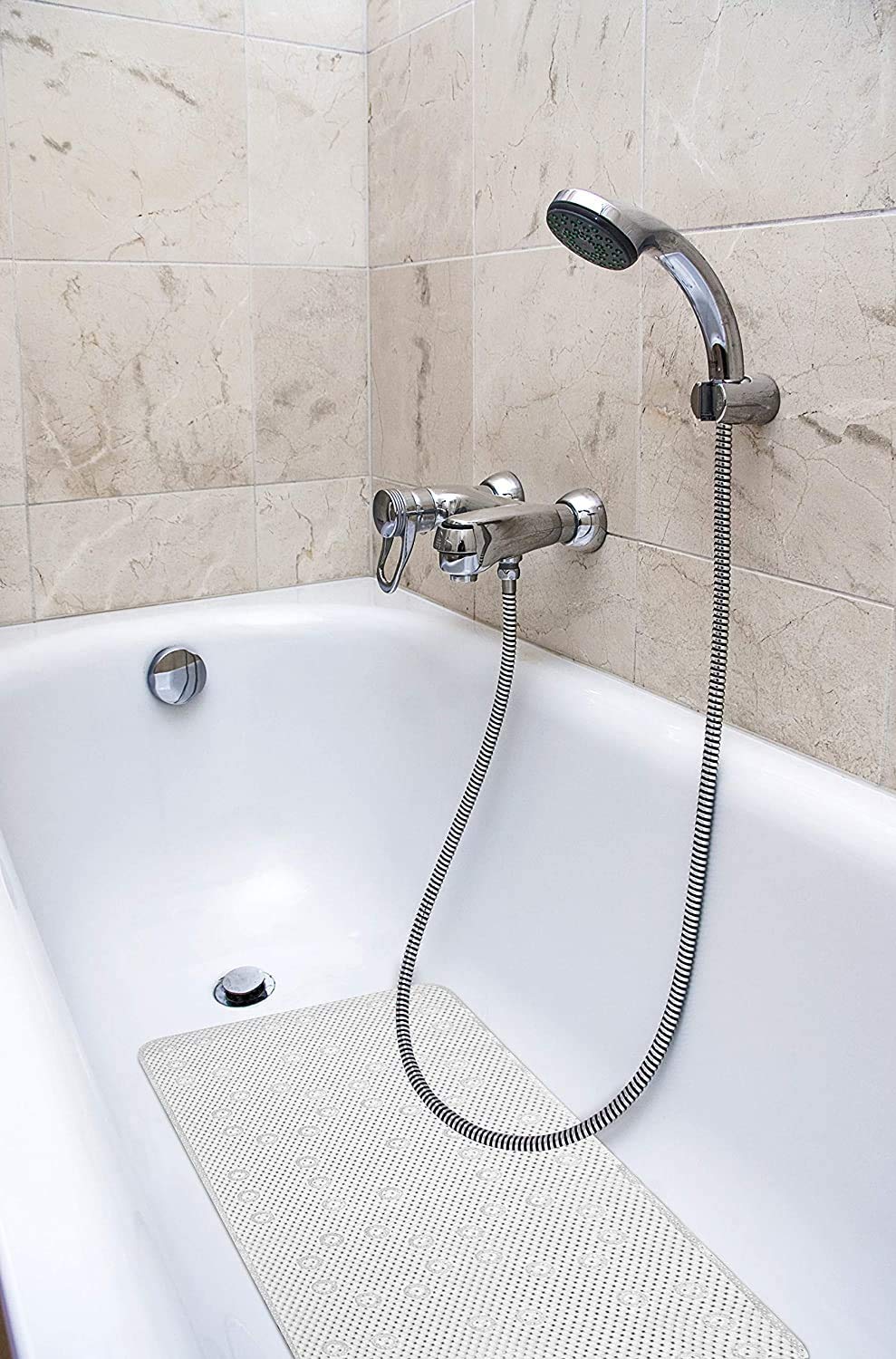 Splash Home Softee - Alfombrilla de baño, 43,2 x 91,4 cm, Color Verde Azulado, Blanco, 1