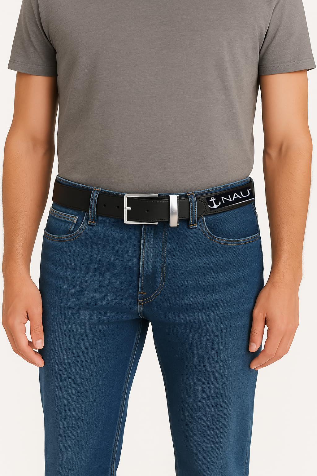 Nautica Nautica Cinturón reversible para hombre con patrón de bandera Cinturón para Hombre