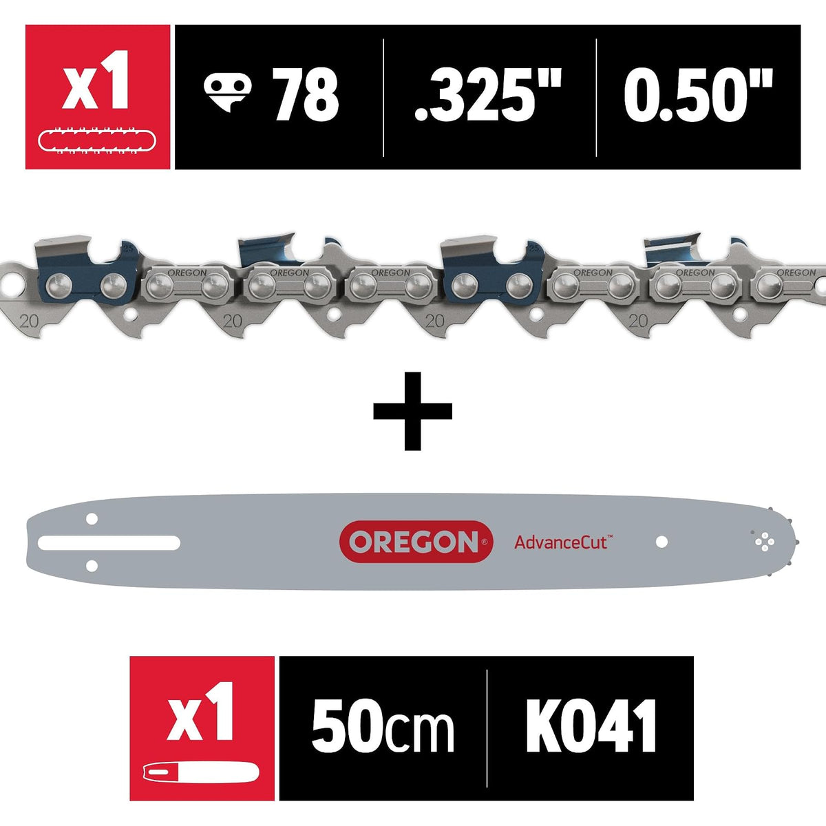 Oregon 37977 20-Inch Replacement Chain Saw Bar and Chain Combo For Craftsman, Echo, McCulloch And Poulan