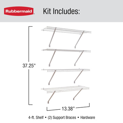 Rubbermaid - Kit de Estante de Lino de Montaje Directo, 3 pies de Largo, Color