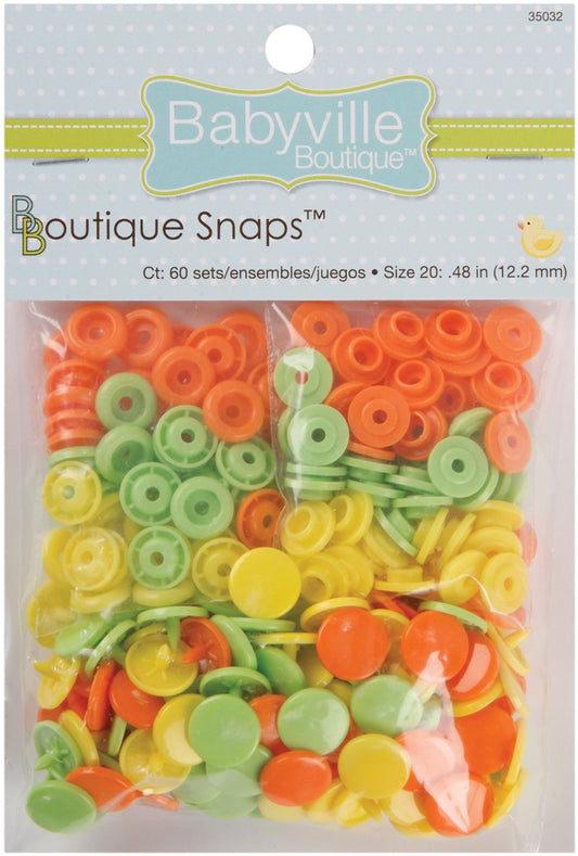 Babyville Boutique 35038 - Broches, 60 Sets, Green, Yellow & Orange, Tamaño 20, 1